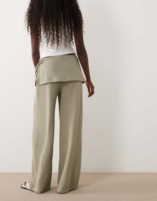 ASOS DESIGN - pantalones de pernera ancha con detalle de pañuelo en caqui, 5 de 5