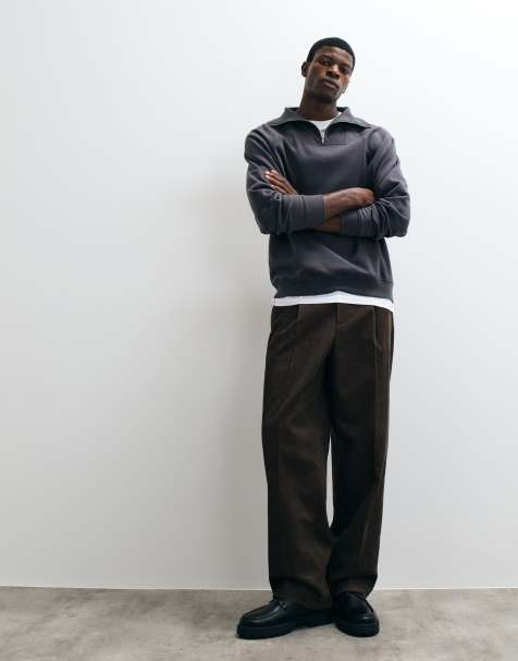 ASOS DESIGN pantalones de pernera ancha de pana bicolor marrones - view 1
