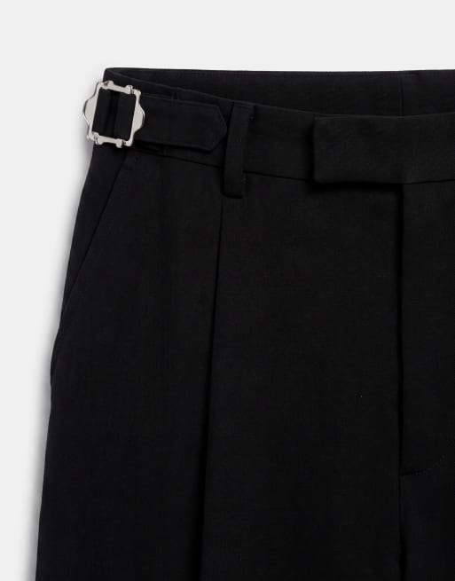 ASOS DESIGN pantalones de sastre anchos de pernera barrel en negro con bolsillo de parche, 8 de 9