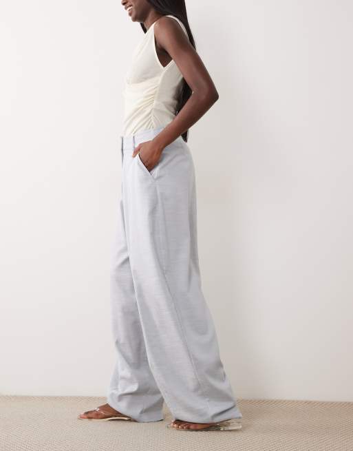 ASOS DESIGN - Pantalones de sastre azul claro de corte barrel, 3 de 4