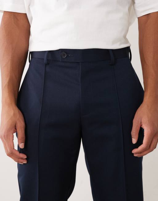 ASOS DESIGN - Pantalones de sastre azul marino de corte slim con nervios, 2 de 5