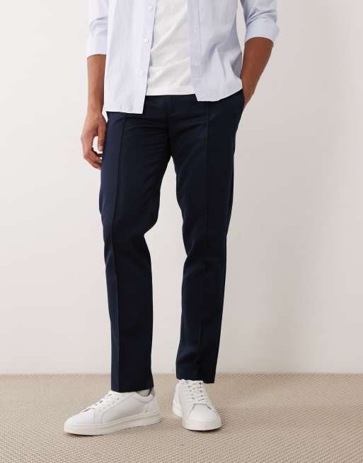 ASOS DESIGN - Pantalones de sastre azul marino de corte slim con nervios, 5 de 5
