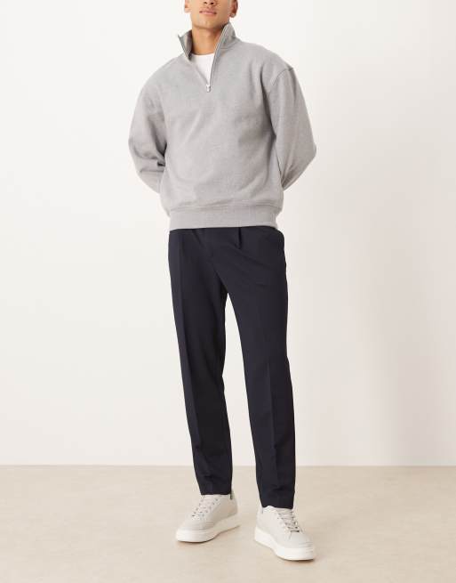 ASOS DESIGN - Pantalones de sastre azul marino de corte tapered con cinturilla elástica, 2 de 5