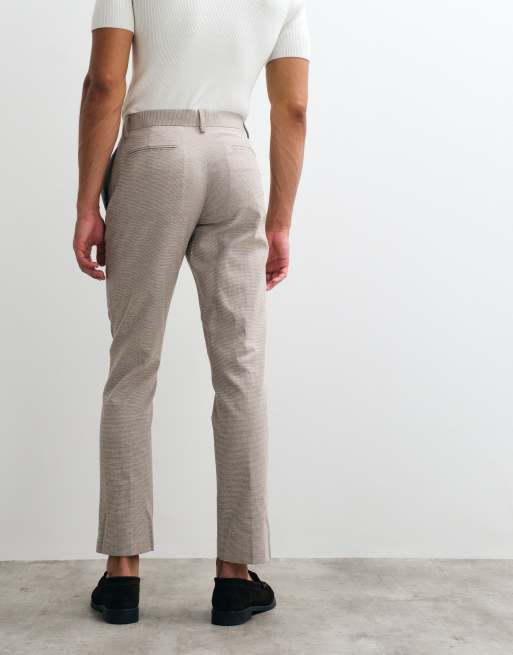 ASOS DESIGN - Pantalones de sastre beis de corte slim de tejido microtexturizado rico en lino, 5 de 5