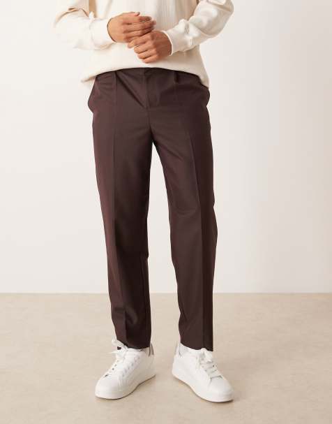 ASOS DESIGN - Pantalones de sastre burdeos oscuro de corte tapered de tejido microtexturizado - view 1