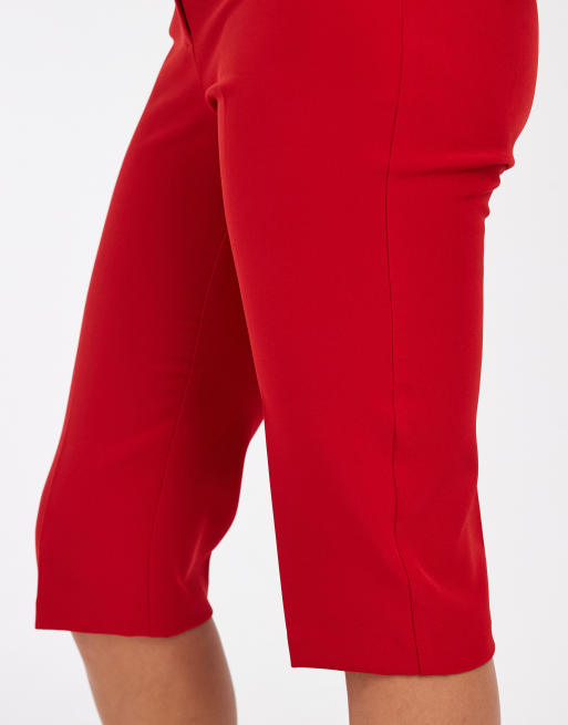 ASOS DESIGN - Pantalones de sastre capri rojos con detalle de botones, 4 de 5