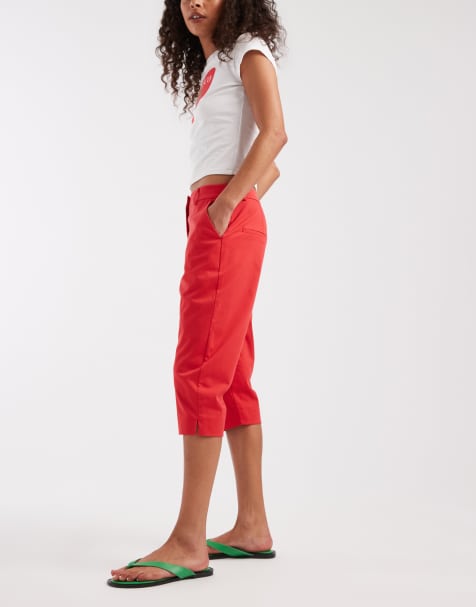 ASOS DESIGN - Pantalones de sastre capri rojos - view 1