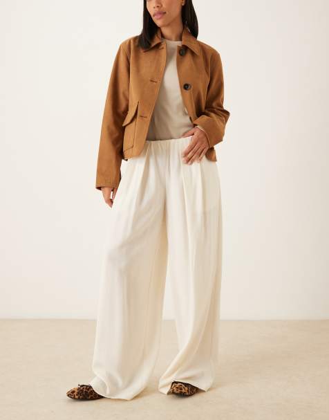 ASOS DESIGN - Pantalones de sastre color crema de talle bajo sin cierres - view 1