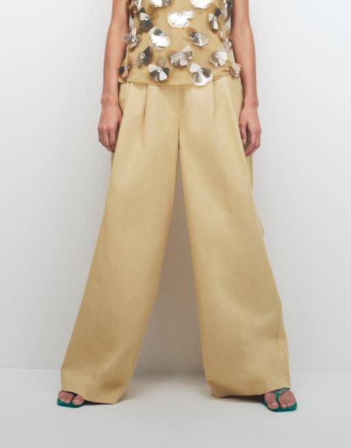 ASOS DESIGN - Pantalones de sastre color mostaza de corte masculino, 2 de 9
