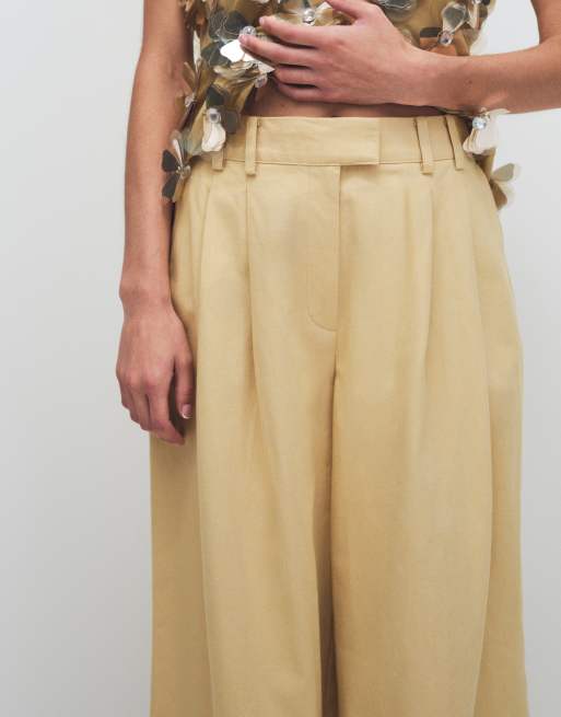 ASOS DESIGN - Pantalones de sastre color mostaza de corte masculino, 4 de 9