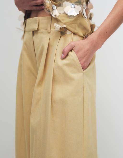 ASOS DESIGN - Pantalones de sastre color mostaza de corte masculino, 5 de 9