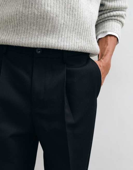 ASOS DESIGN pantalones de sastre con pinzas y pernera ancha en antracita, 2 de 5
