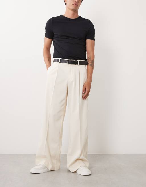 ASOS DESIGN pantalones de sastre de pernera ancha en sarga cruda, 3 de 5
