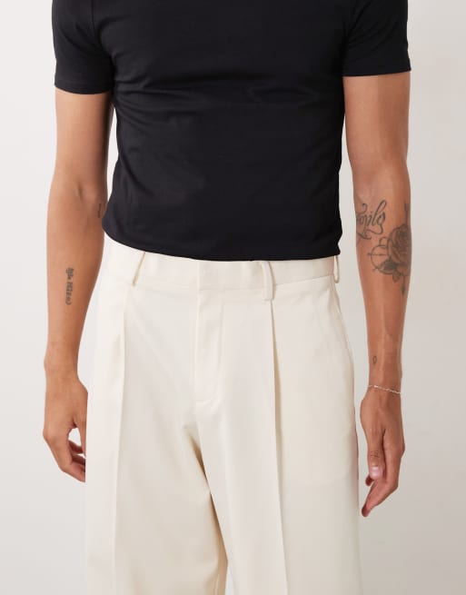 ASOS DESIGN pantalones de sastre de pernera ancha en sarga cruda, 4 de 5