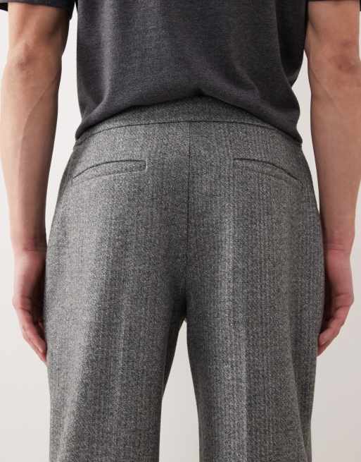 ASOS DESIGN - Pantalones de sastre gris carbón de corte recto de sarga cepillada (parte de un conjunto), 4 de 5