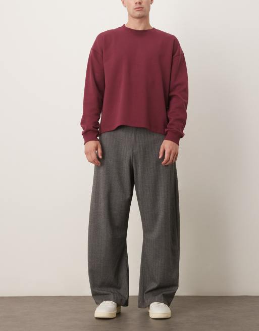 ASOS DESIGN - Pantalones de sastre negros de pernera barrel con patrón de espiga, 2 de 5