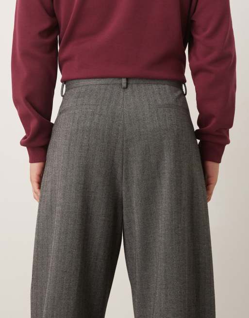 ASOS DESIGN - Pantalones de sastre negros de pernera barrel con patrón de espiga, 5 de 5