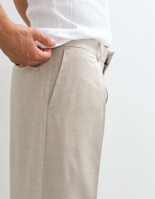 ASOS DESIGN pantalones de sastre plisados extragrandes de pernera cónica con vueltas en crudo, 5 de 9