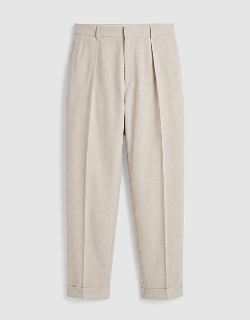 ASOS DESIGN pantalones de sastre plisados extragrandes de pernera cónica con vueltas en crudo, 6 de 9