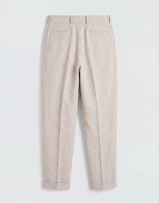 ASOS DESIGN pantalones de sastre plisados extragrandes de pernera cónica con vueltas en crudo, 7 de 9