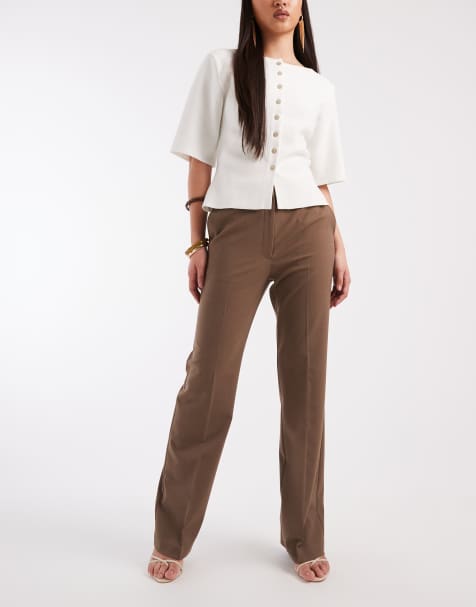 ASOS DESIGN pantalones de sastre rectos y holgados en topo oscuro - view 1