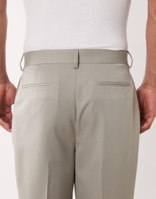 ASOS DESIGN - Pantalones de sastre verde salvia de pernera ancha con pinzas, 5 de 5