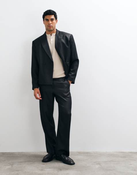 ASOS DESIGN pantalones de traje anchos efecto denim negro - view 1