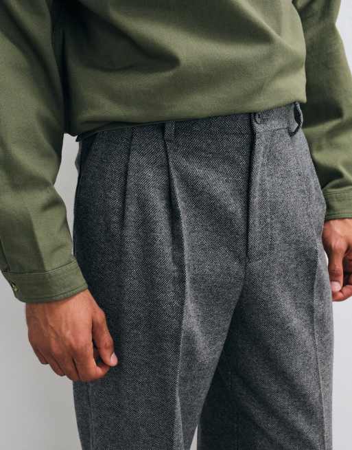 ASOS DESIGN - pantalones de traje de pernera ancha con lana en textura antracita, 3 de 5