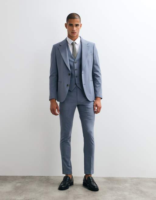 ASOS DESIGN - Traje de 3 piezas azul de corte entallado, 4 de 4