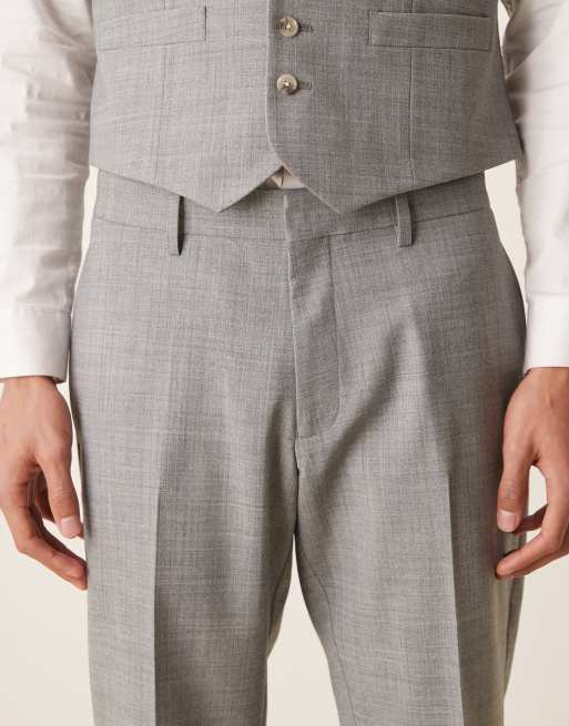 ASOS DESIGN pantalones de traje entallados de mezcla de lana en gris jaspeado, 4 de 5