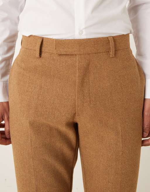 ASOS DESIGN pantalones de traje entallados de mezcla de lana en marrón, 5 de 5