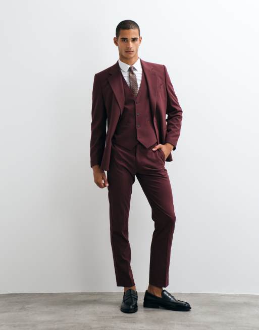 ASOS DESIGN - Traje burdeos de corte slim, 2 de 3