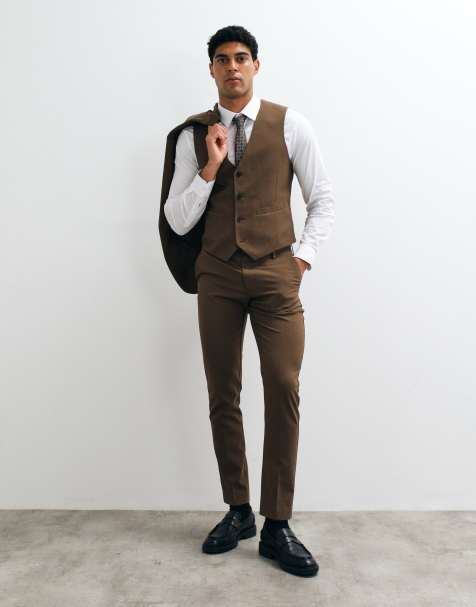 ASOS DESIGN pantalones de traje entallados en marrón - view 1