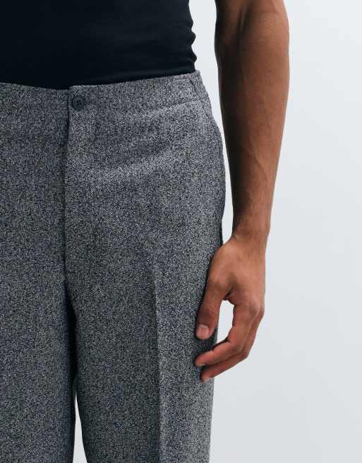 ASOS DESIGN - Pantalones de traje gris jaspeado de corte tapered extragrande, 4 de 5