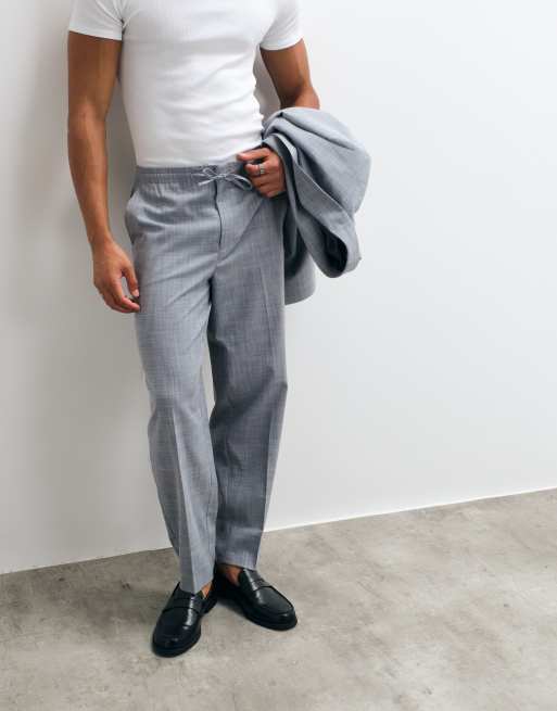 ASOS DESIGN - Pantalones de traje grises de corte tapered de tejido efecto lino, 2 de 5