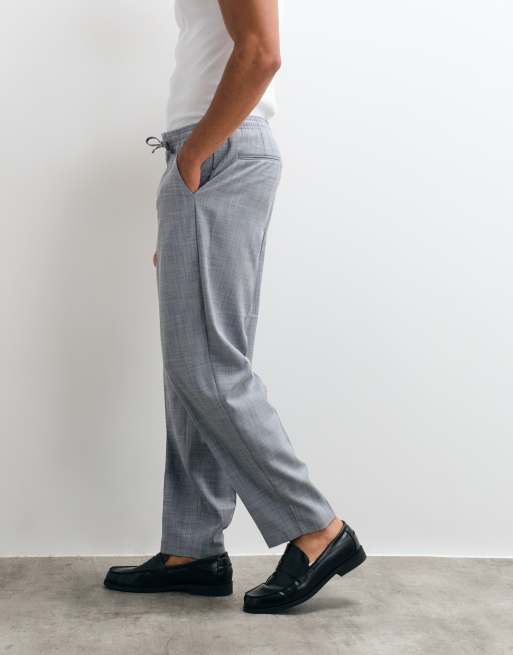 ASOS DESIGN - Pantalones de traje grises de corte tapered de tejido efecto lino, 4 de 5