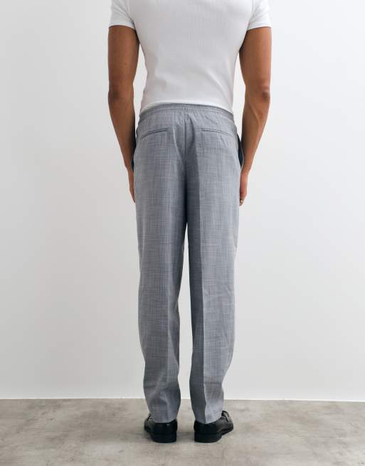 ASOS DESIGN - Pantalones de traje grises de corte tapered de tejido efecto lino, 5 de 5