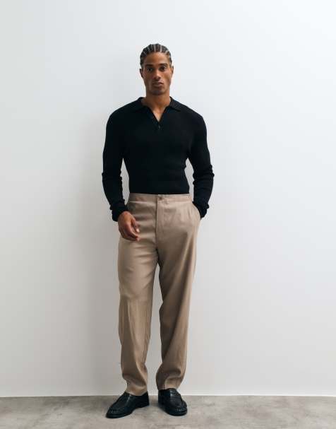 ASOS DESIGN - Pantalones de traje marrones de corte tapered extragrande de tejido texturizado - view 1