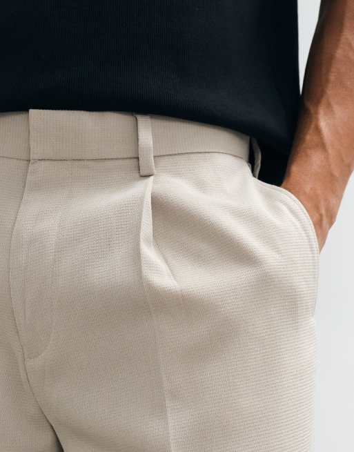 ASOS DESIGN - pantalones de traje oversize tapered con pinzas en stone microtexture, 5 de 5