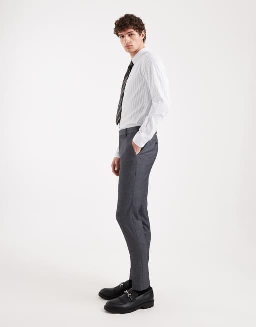 ASOS DESIGN pantalones de traje pitillo en marino efecto lana espiga, 3 de 5