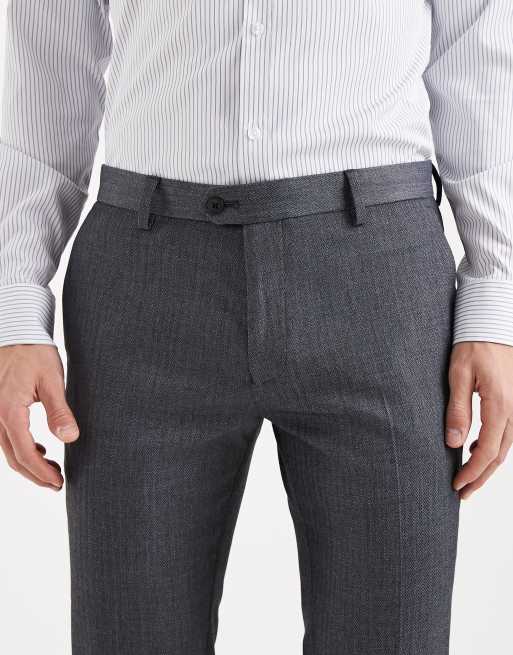 ASOS DESIGN pantalones de traje pitillo en marino efecto lana espiga, 4 de 5