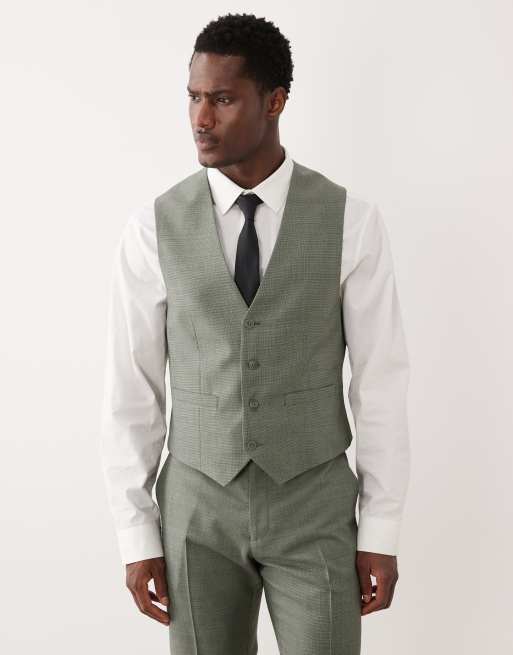Traje verde medio de corte slim de mezcla de lana lavable de ASOS DESIGN, 4 de 5