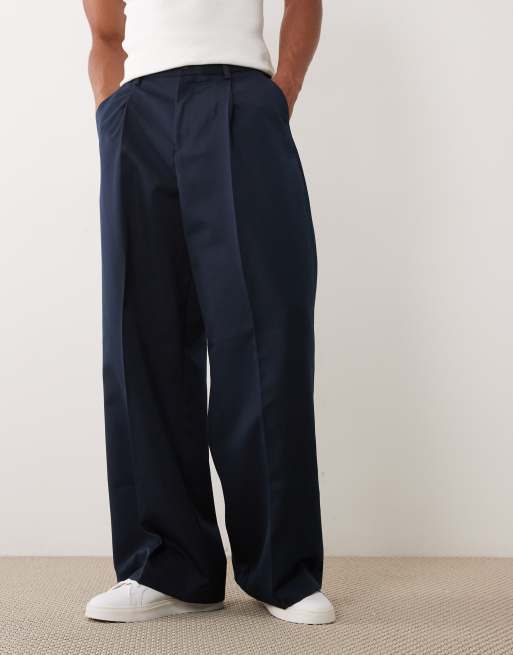 ASOS DESIGN - Pantalones de vestir azul marino de pernera suelta con pinzas, 2 de 5