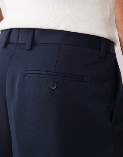 ASOS DESIGN - Pantalones de vestir azul marino de pernera suelta con pinzas, 4 de 5