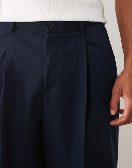 ASOS DESIGN - Pantalones de vestir azul marino de pernera suelta con pinzas, 5 de 5