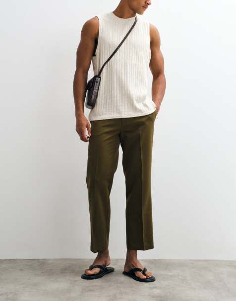 ASOS DESIGN - Pantalones de vestir capri verde oliva de corte recto - view 1