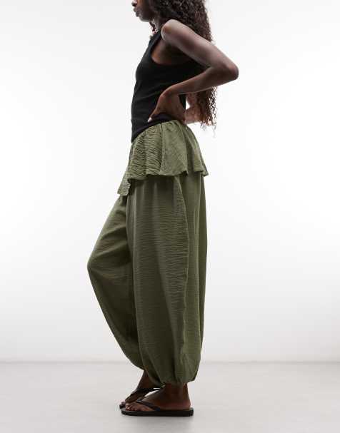 ASOS DESIGN - pantalones globo con detalle de falda en caqui - view 1