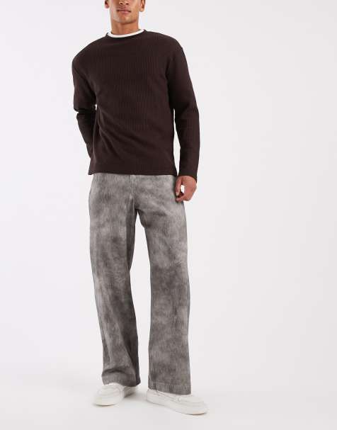 ASOS DESIGN - Pantalones grises holgados con estampado difuso - view 1