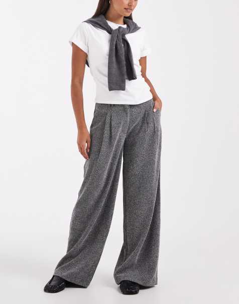 ASOS DESIGN pantalones holgados de sastre con efecto lana en sal y pimienta - view 1