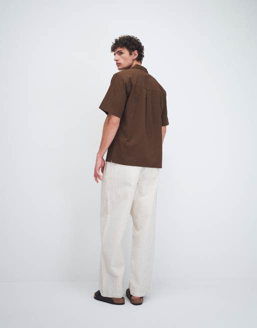 ASOS DESIGN - pantalones holgados texturizados a rayas crema, 4 de 9